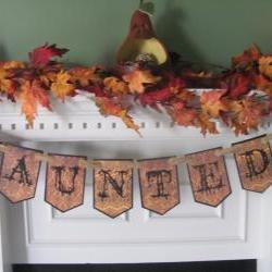 Victorian "Haunted" Halloween Banner featuring Gothic Styled Lettering